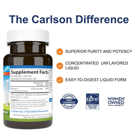 Carlson Vitamine A Palmitate 15 000 UI gélule molle, gros plan