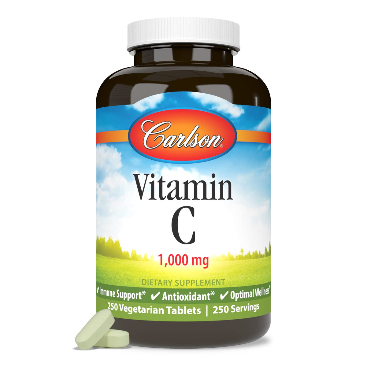 Carlson Vitamine C 1 000 mg comprimés sur une table