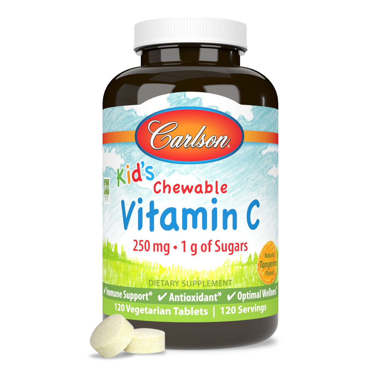 Carlson Vitamine C 250 mg - Comprimés à Mâcher en gros plan