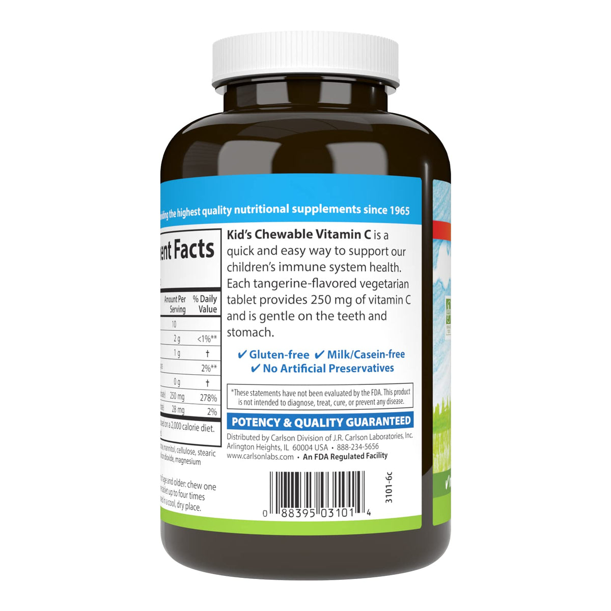 Carlson Vitamine C 250 mg Comprimés à Mâcher - Présentation des comprimés