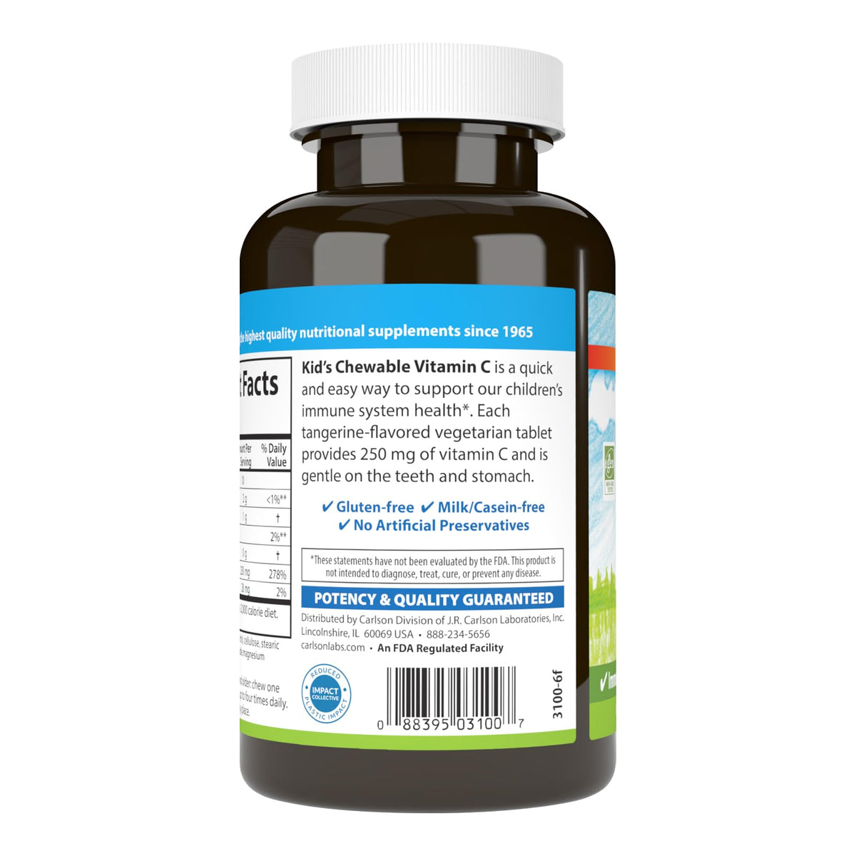 Carlson Vitamine C 250 mg comprimés à mâcher, vue arrière