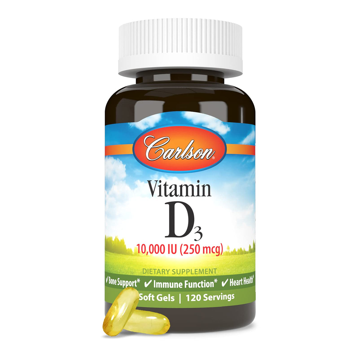 Carlson Vitamine D3 10 000 UI gélules molles avec d'autres compléments