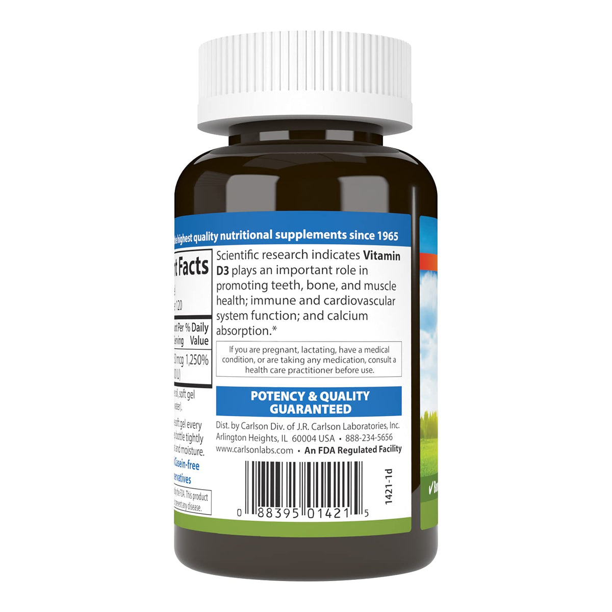 Carlson Vitamine D3 10 000 UI gélules molles emballage