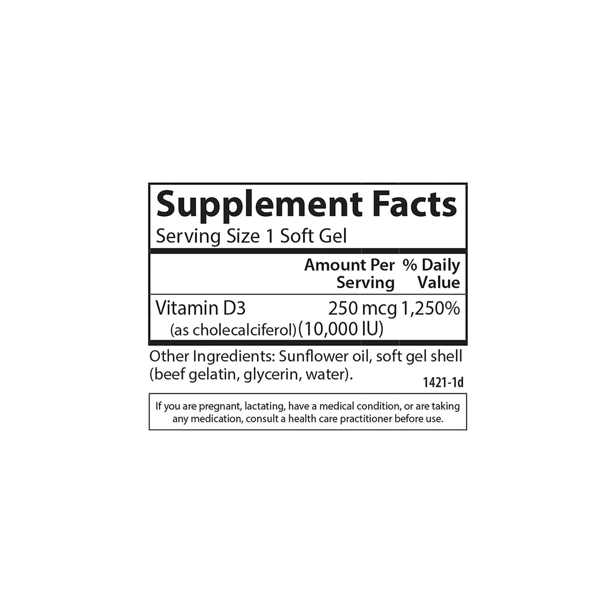 Carlson Vitamine D3 10 000 UI gélules molles sur une table