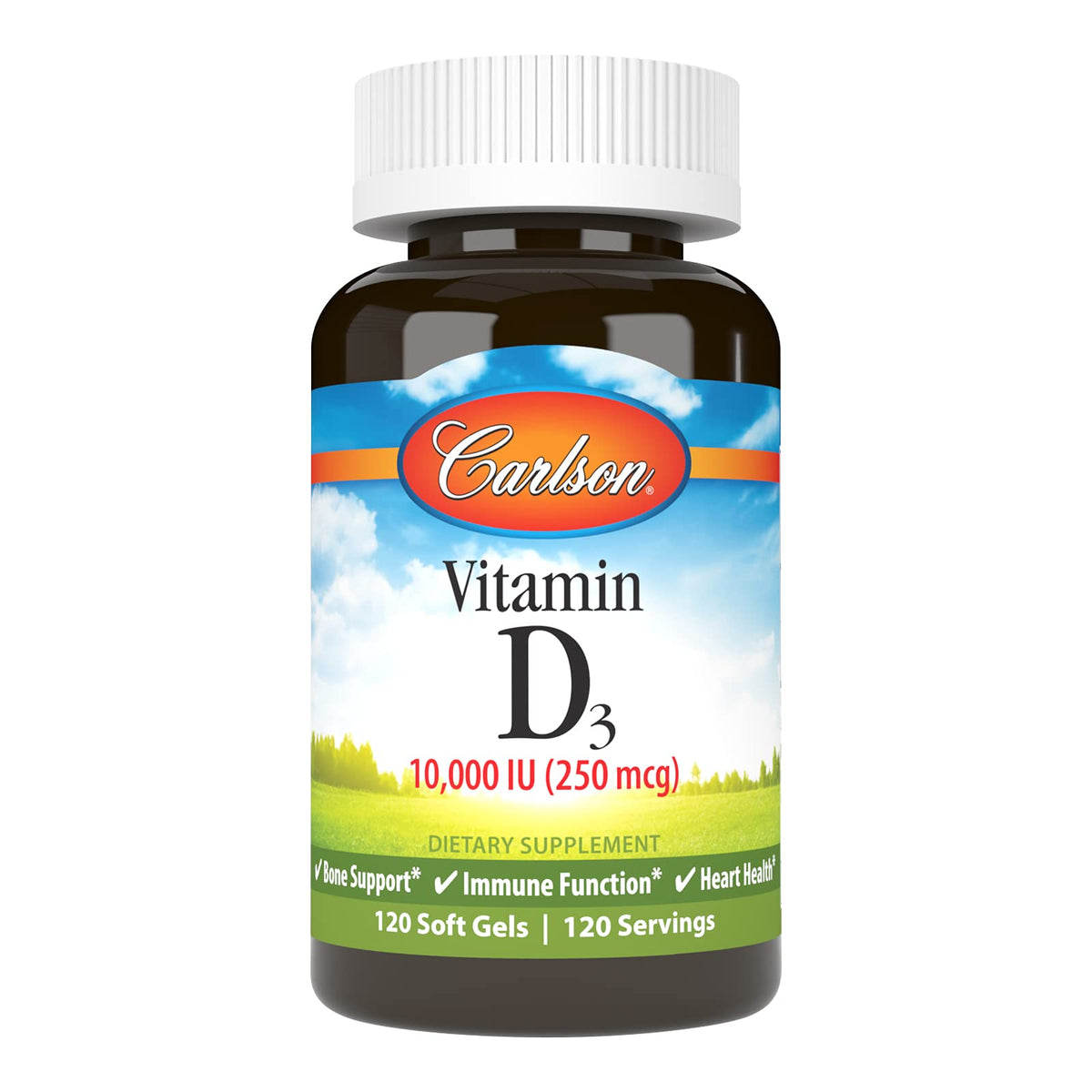 Carlson Vitamine D3 10 000 UI gélules molles vue de face