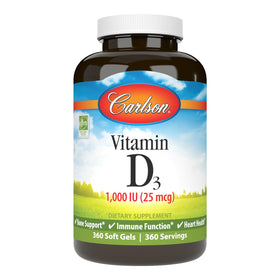 Carlson Vitamine D3 1000 UI 360 gélules douces vue avant