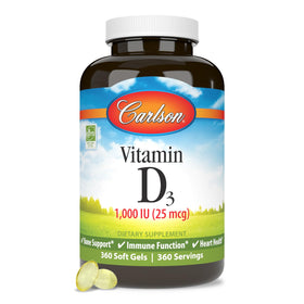 Carlson Vitamine D3 1000 UI près de fruits et légumes