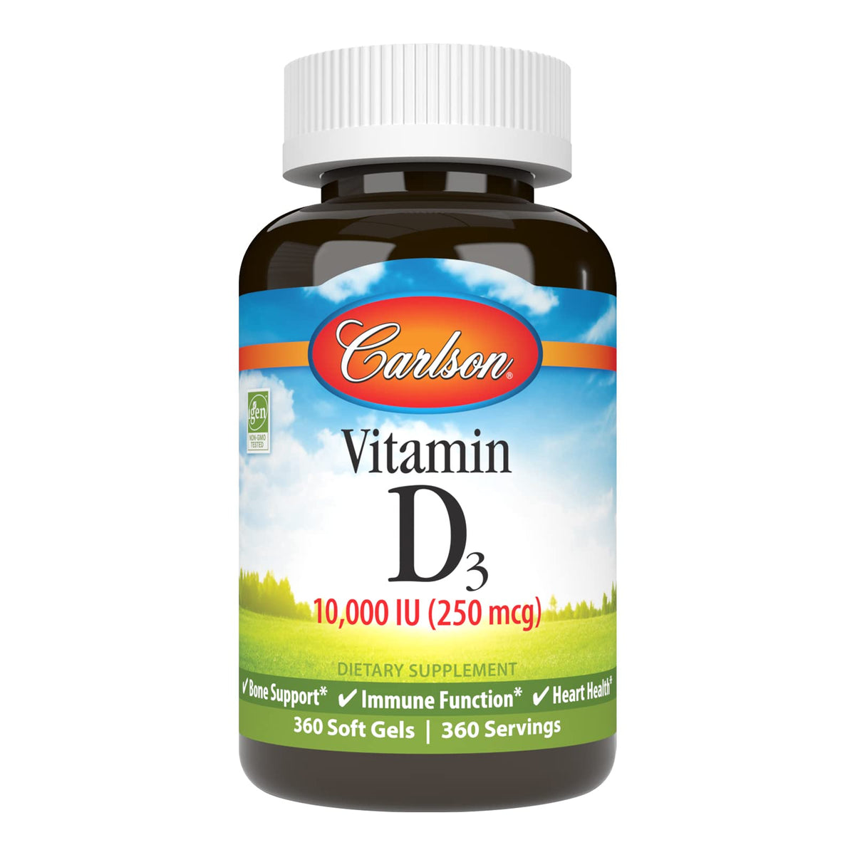 Carlson Vitamine D3 10000 UI gélules molles vue de face