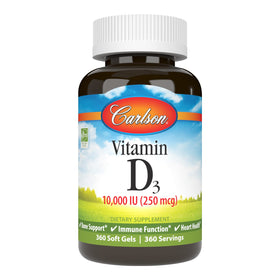 Carlson Vitamine D3 10000 UI gélules molles vue de face