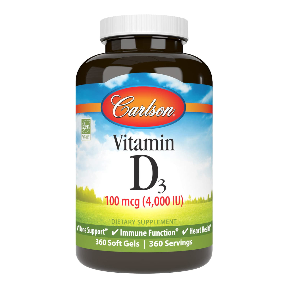 Carlson Vitamine D3 4000 IU 360 gélules molles vue avant