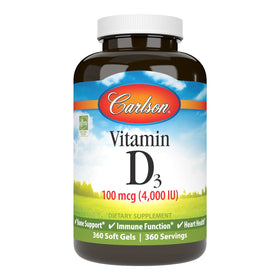 Carlson Vitamine D3 4000 IU 360 gélules molles vue avant