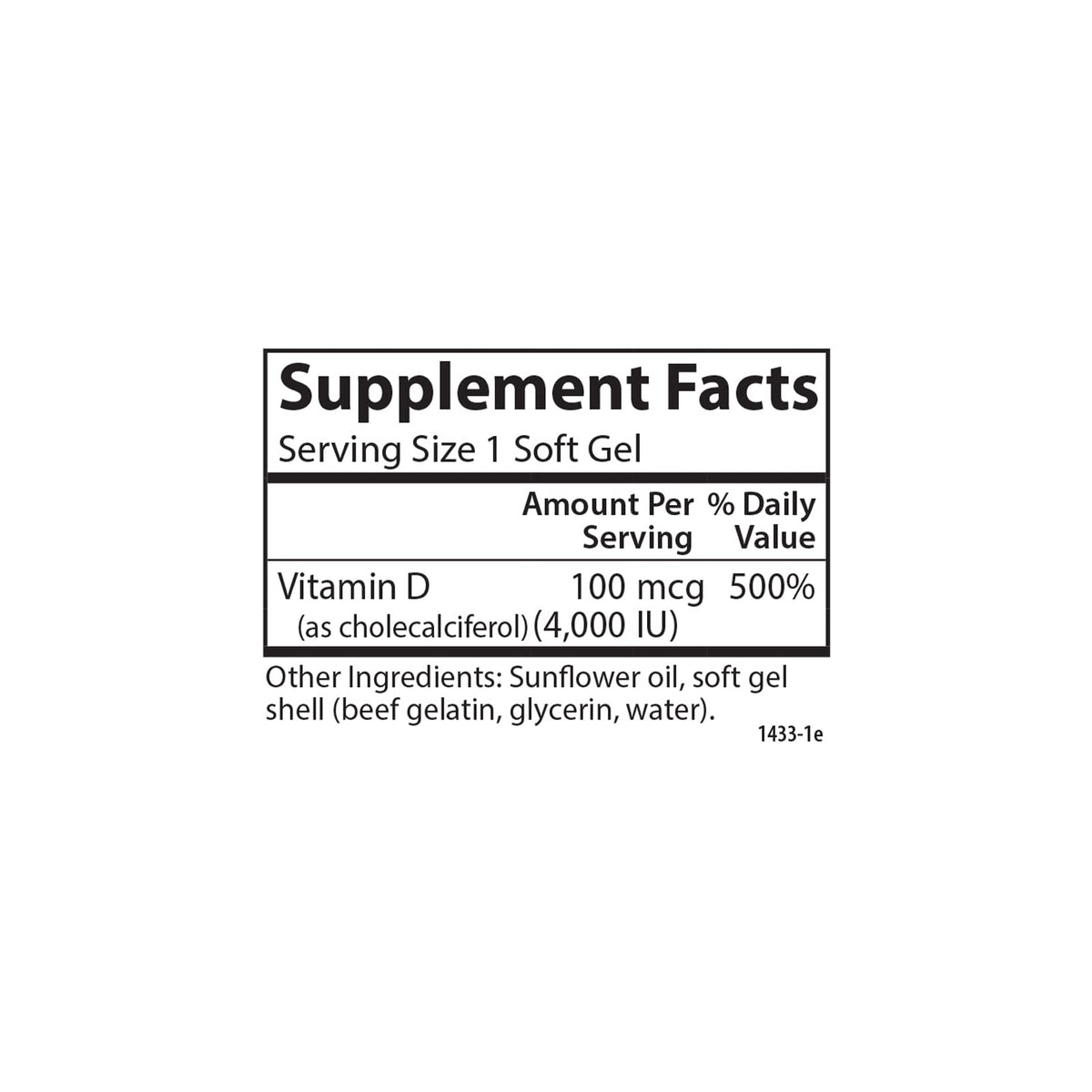 Carlson Vitamine D3 4000 IU gélules molles avec étiquette visible