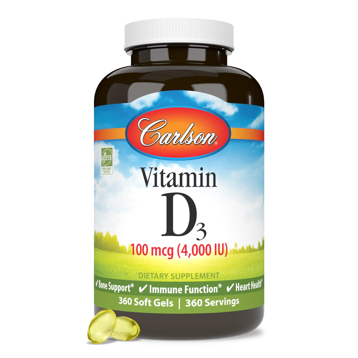 Carlson Vitamine D3 4000 IU gélules molles ouvertes