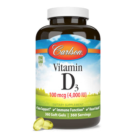 Carlson Vitamine D3 4000 IU gélules molles ouvertes