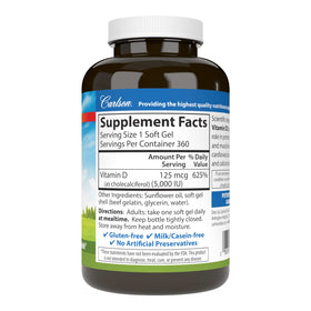 Carlson Vitamine D3 5 000 UI gélule molle, vue de côté