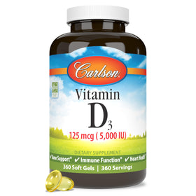 Carlson Vitamine D3 5000 IU 125 mcg flacon avant