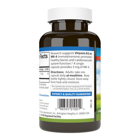 Carlson Vitamine K2 MK-4 180 Capsules - vue arrière du flacon