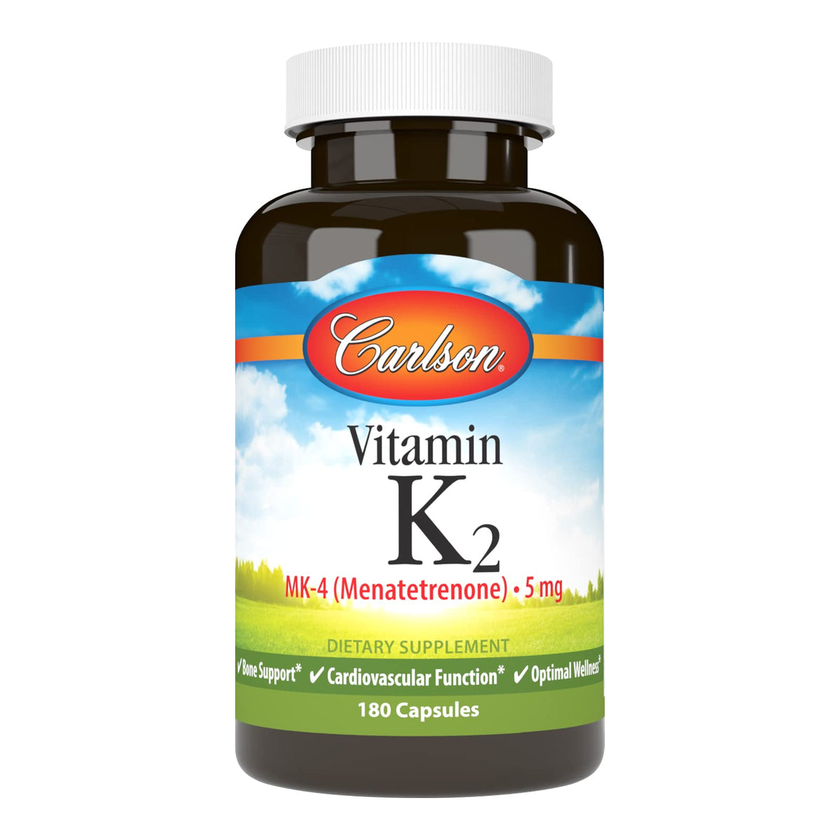 Carlson Vitamine K2 MK-4 180 Capsules - vue avant du flacon