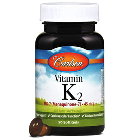 Carlson Vitamine K2 MK-7 45 mcg gélules douces avec verre d'eau