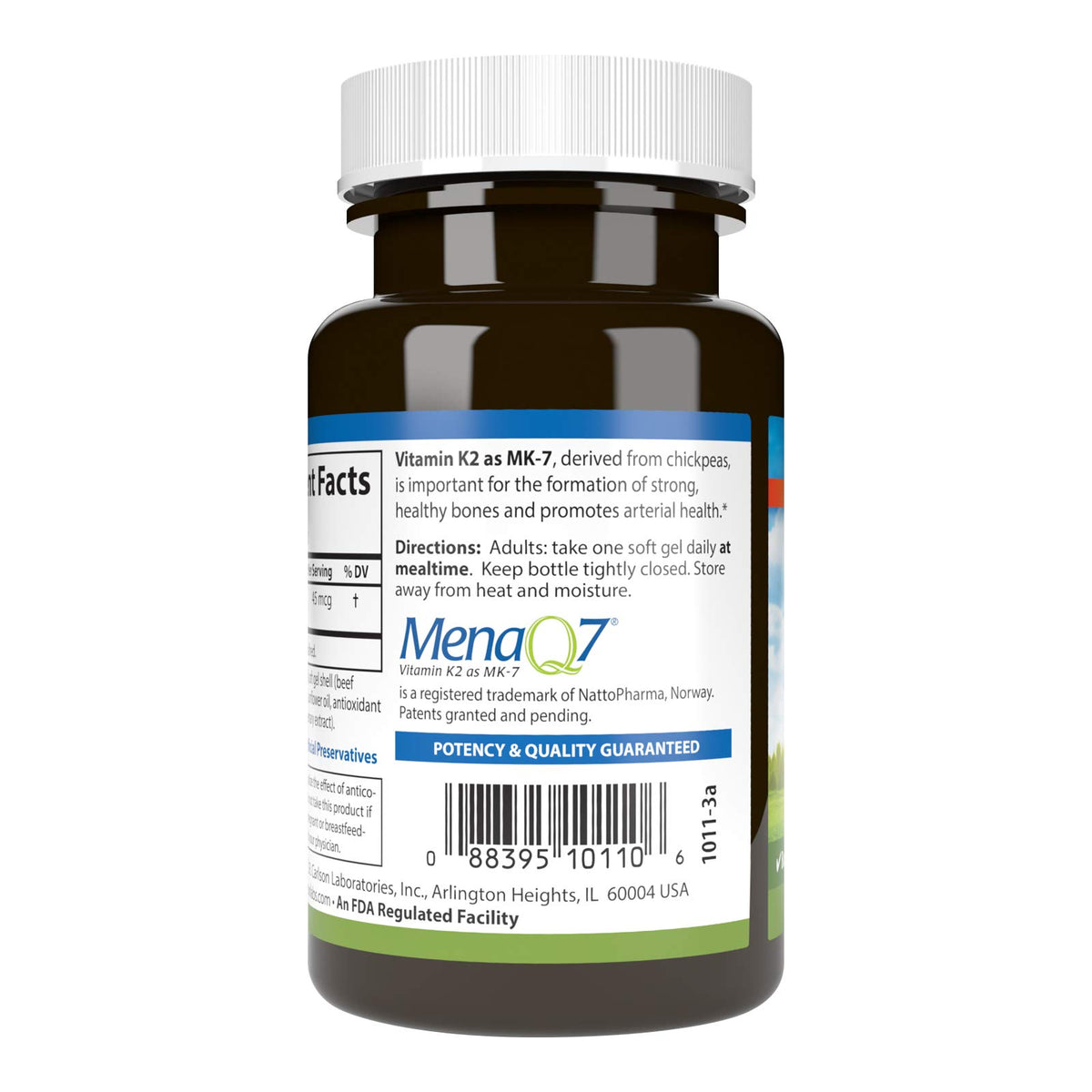 Carlson Vitamine K2 MK-7 45 mcg gélules douces côté