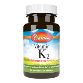 Carlson Vitamine K2 MK-7 45 mcg gélules douces devant