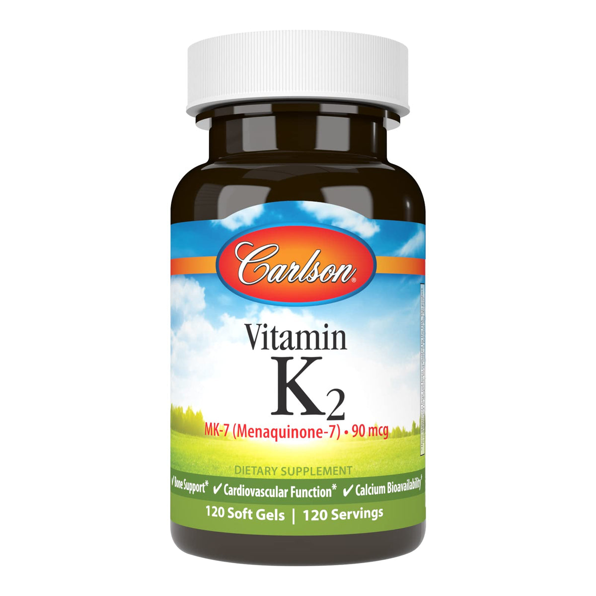 Carlson Vitamine K2 MK-7 90 mcg flacon avant
