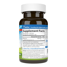 Carlson Vitamine K2 MK-7 90 mcg gélules individuelles