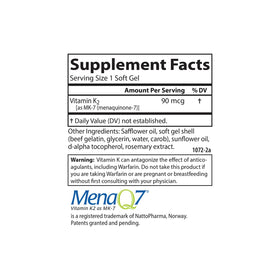 Carlson Vitamine K2 MK-7 90 mcg vue de côté