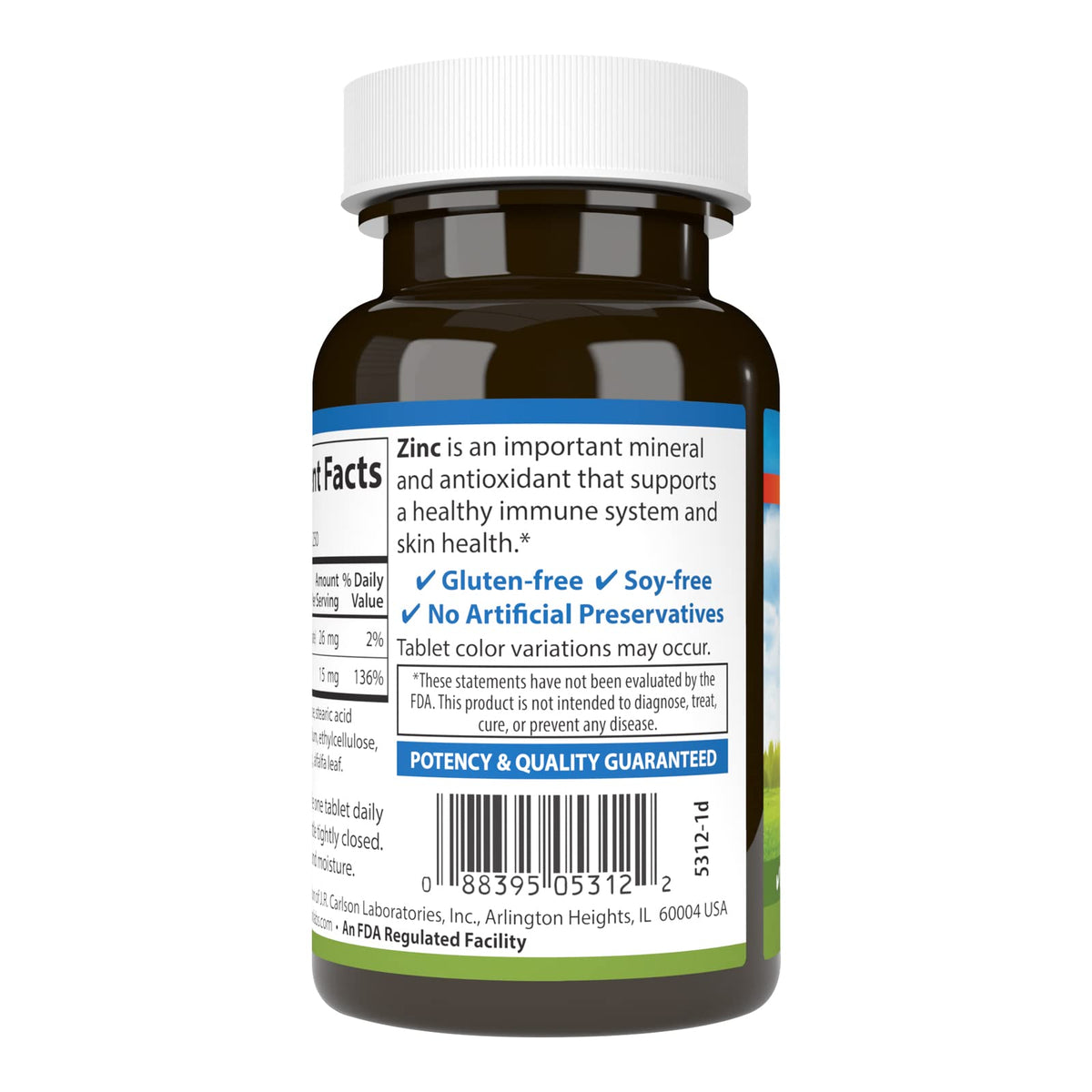Carlson Zinc 15 mg comprimés sur une table