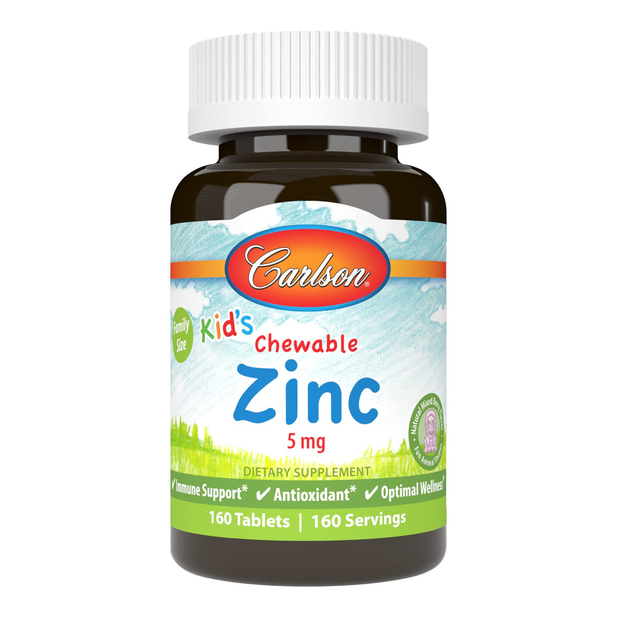 Carlson Zinc à Mâcher 5 mg, 160 Comprimés, vue de face