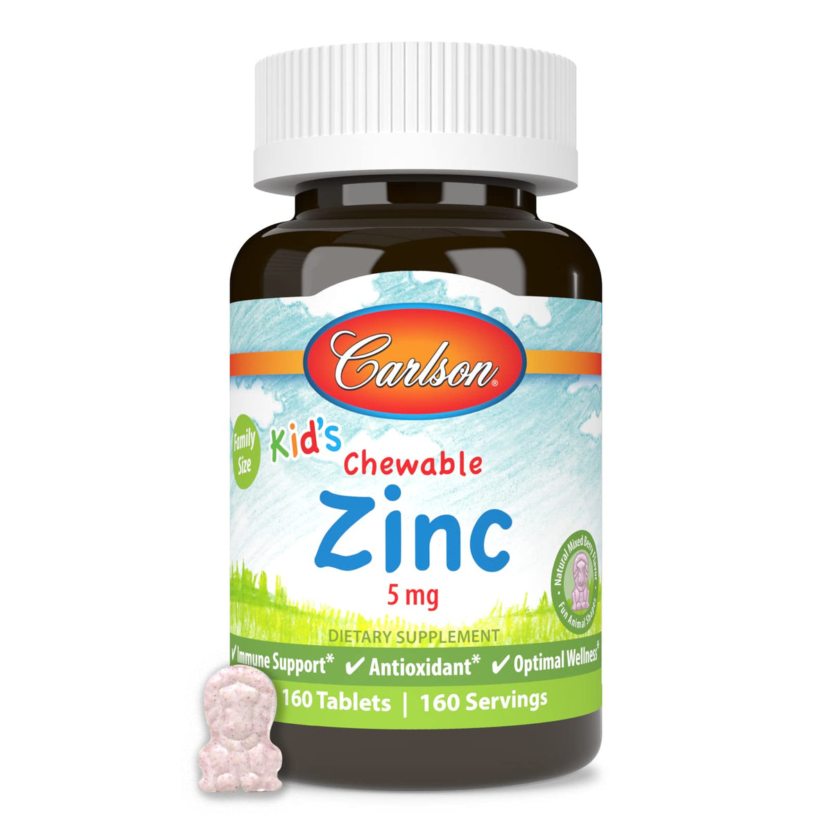 Carlson Zinc à Mâcher 5 mg, présentation des comprimés