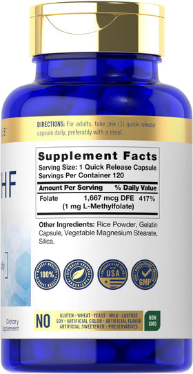 Carlyle 5-MTHF L Methylfolate 1mg 120 capsules emballage