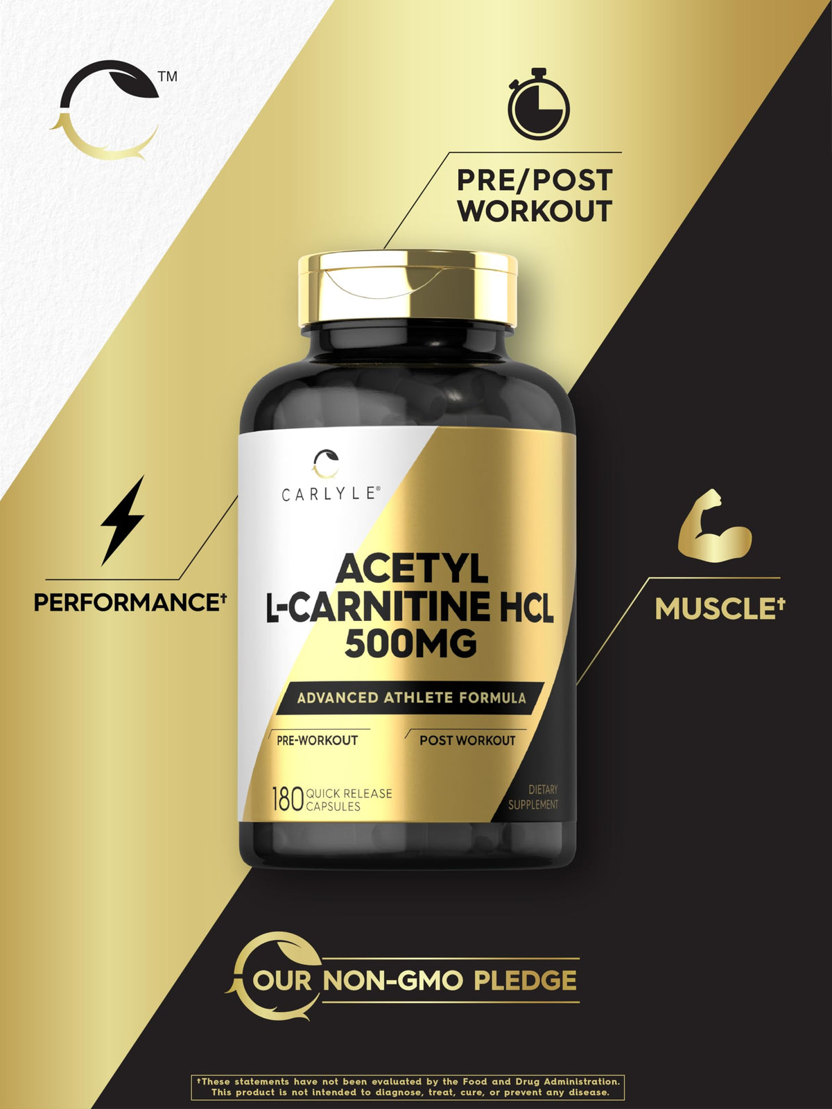 Carlyle Acétyl L-Carnitine 500mg Capsules - étiquette
