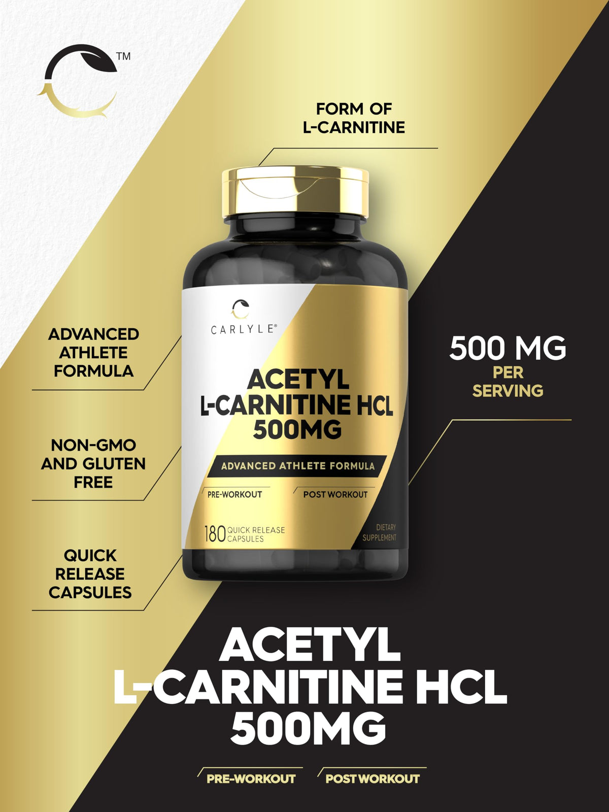 Carlyle Acétyl L-Carnitine 500mg Capsules - prise en main