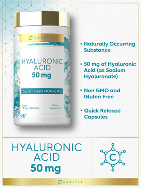 Carlyle Acide Hyaluronique 50 mg, capsules ouvertes montrant la taille