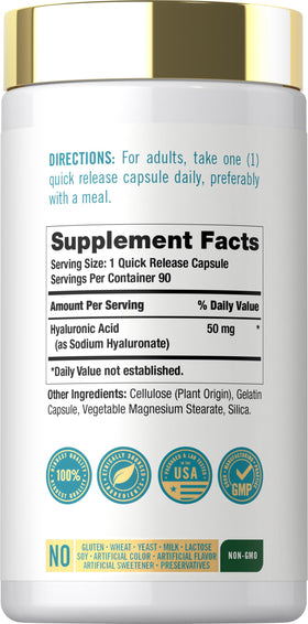 Carlyle Acide Hyaluronique 50 mg, capsules sur fond blanc