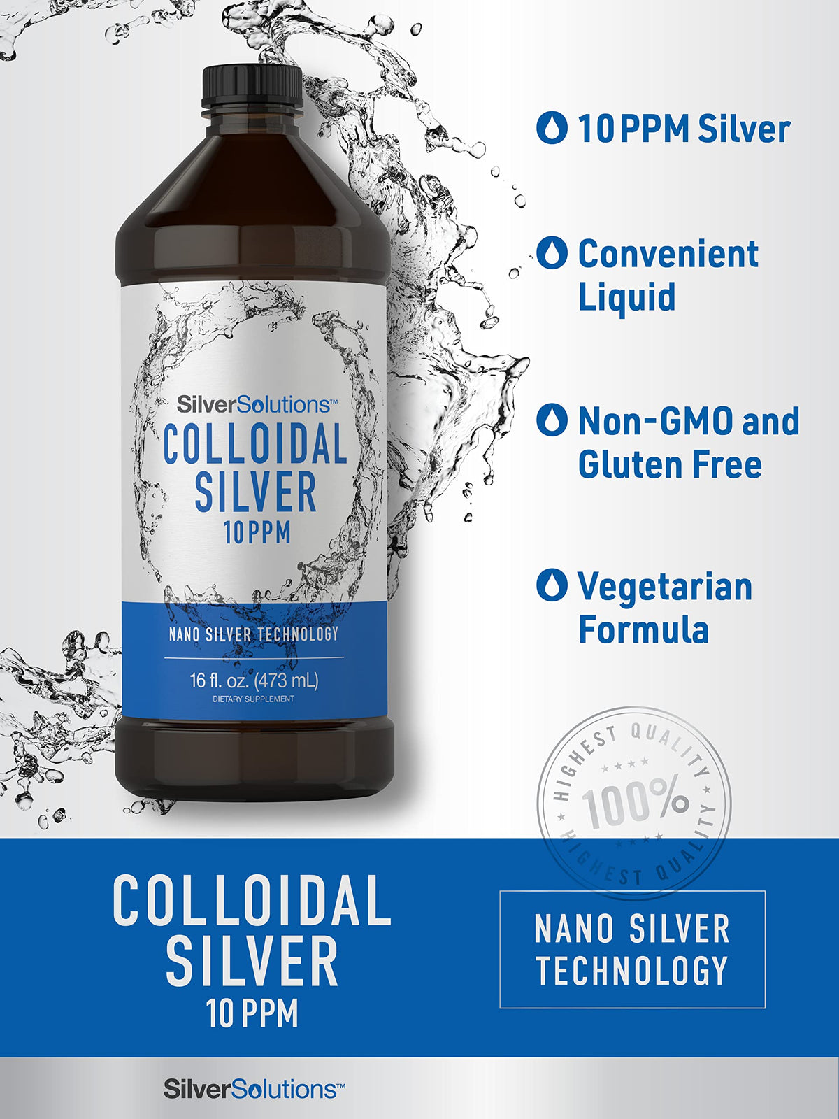 Carlyle Argent Colloïdal Liquide 10 PPM bouteille ouverte