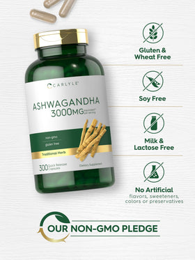 Carlyle Ashwagandha capsules sur un fond naturel
