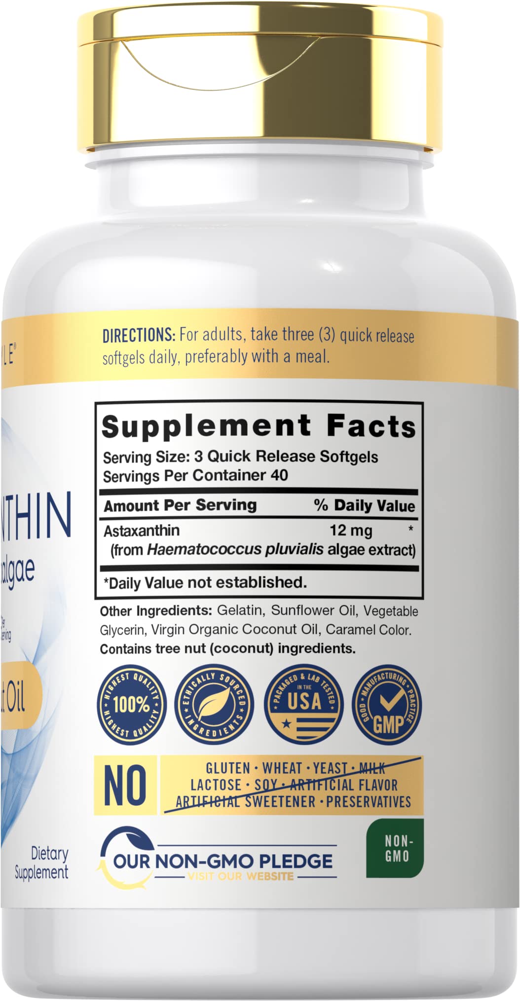 Carlyle Astaxanthin 12mg gélules molles, emballage et dosage