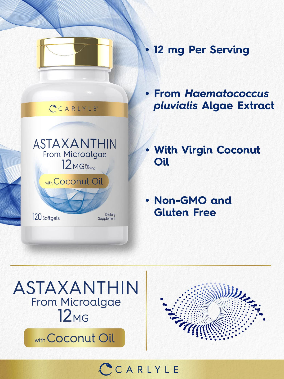 Carlyle Astaxanthin 12mg gélules molles, flacon ouvert