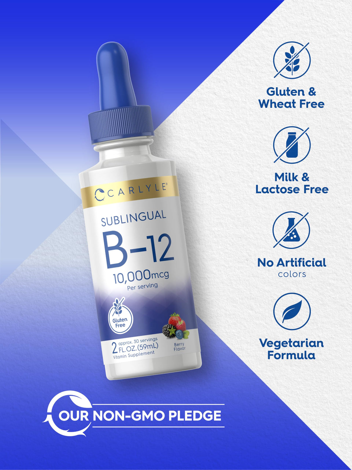 Carlyle B12 liquide 10 000 mcg gouttes sur une cuillère