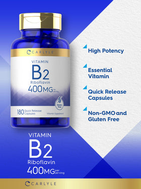 Carlyle B2 Riboflavine 400mg emballage avec dimensions