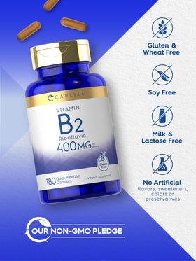 Carlyle B2 Riboflavine 400mg gélules sur une table
