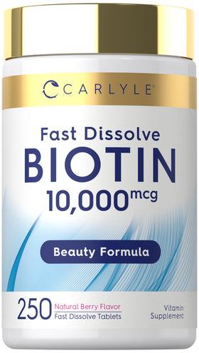 Carlyle Biotine 10 000 mcg 250 comprimés à dissolution rapide vue de face