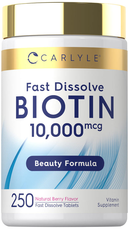 Carlyle Biotine 10 000 mcg 250 comprimés à dissolution rapide vue de face