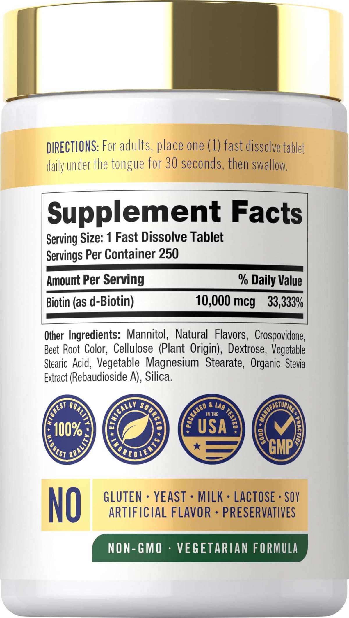 Carlyle Biotine 10 000 mcg comprimés avec saveur naturelle de baies