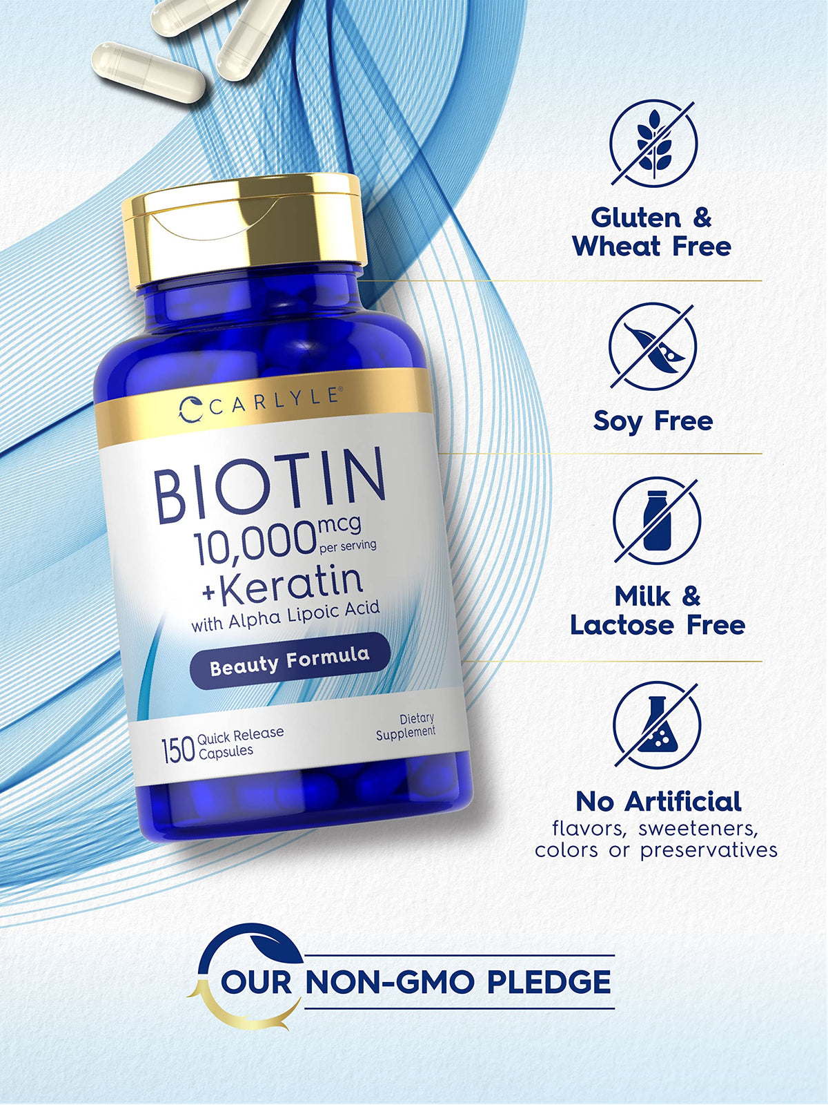 Carlyle Biotine 10000mcg 150 capsules dans un décor naturel