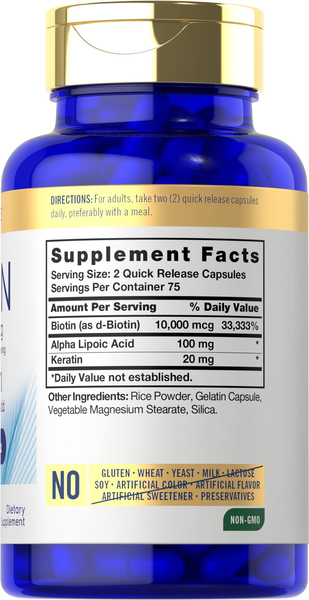 Carlyle Biotine 10000mcg 150 capsules vue arrière