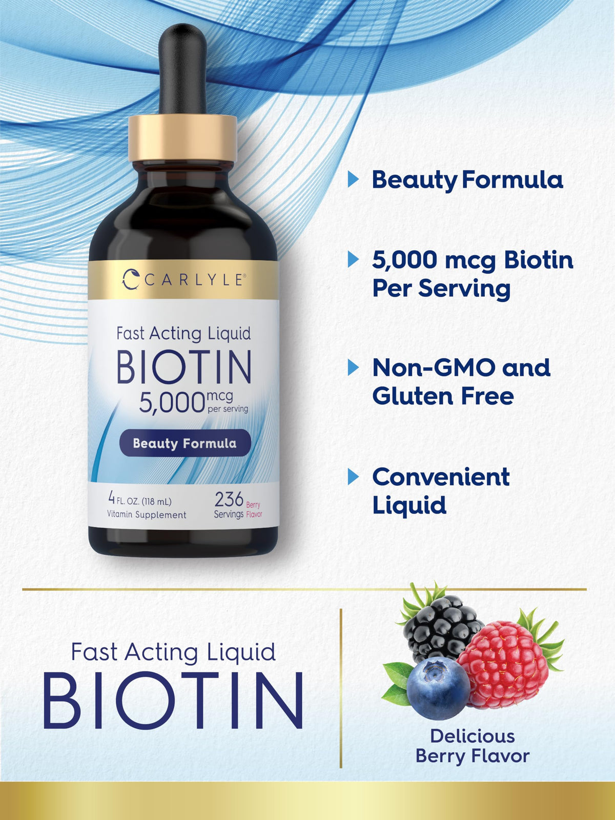 Carlyle Biotine Liquide 5000mcg gouttes dans une cuillère
