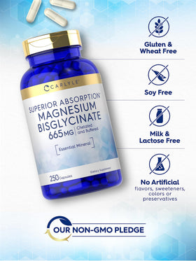 Carlyle Bisglycinate de Magnésium 250 Capsules étiquette